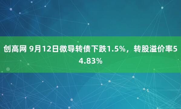创高网 9月12日微导转债下跌1.5%，转股溢价率54.83%