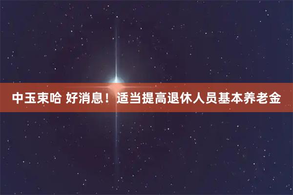 中玉束哈 好消息!适当提高退休人员基本养老金