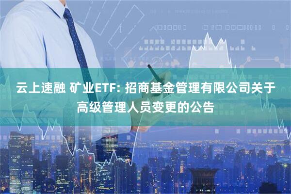 云上速融 矿业ETF: 招商基金管理有限公司关于高级管理人员变更的公告